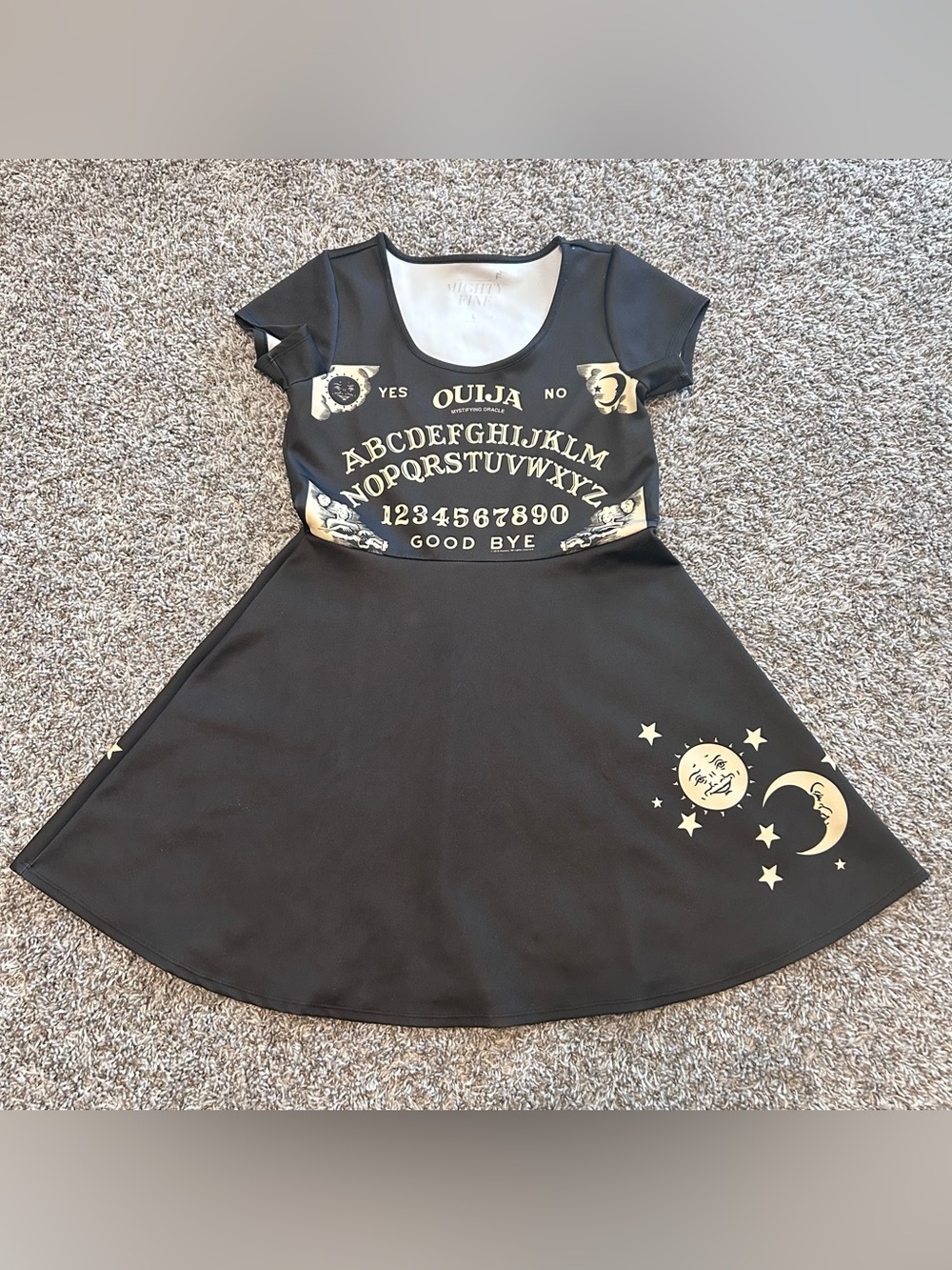 Black Ouija Graphic Fit-and-Flare Dress